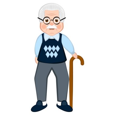 İzole büyükbaba karikatür