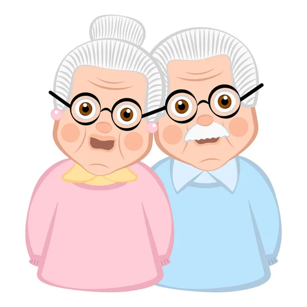 Abuelos aislados de dibujos animados — Vector de stock