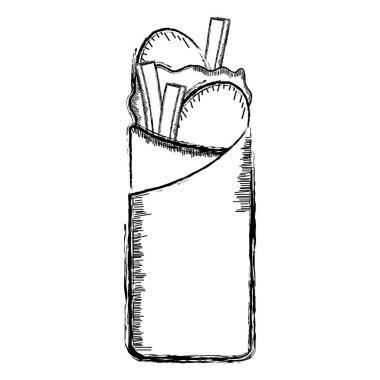 Bir burrito izole retro kroki