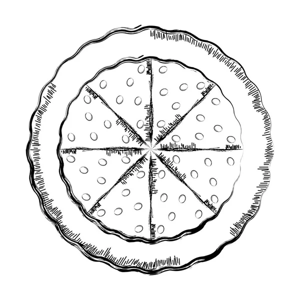Απομονωμένο ρετρό σκίτσο μιας πίτσας — Διανυσματικό Αρχείο