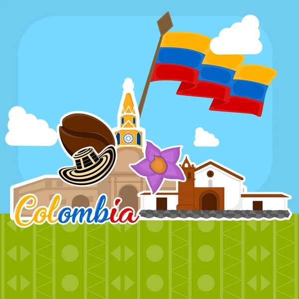Imagen representativa de Colombia — Vector de stock