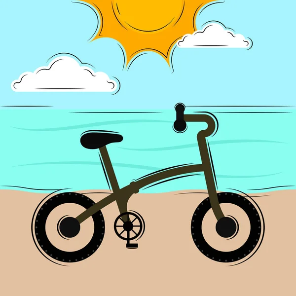 Bicicletta su un paesaggio marino — Vettoriale Stock