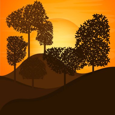 Doğal peyzaj illüstrasyon