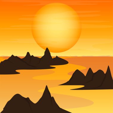 Doğal peyzaj illüstrasyon