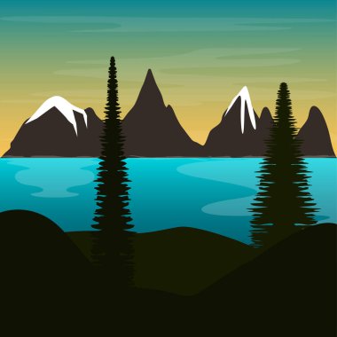 Doğal peyzaj illüstrasyon