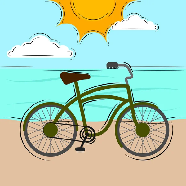 Bir deniz manzarası üzerinde bisiklet sürmek — Stok Vektör