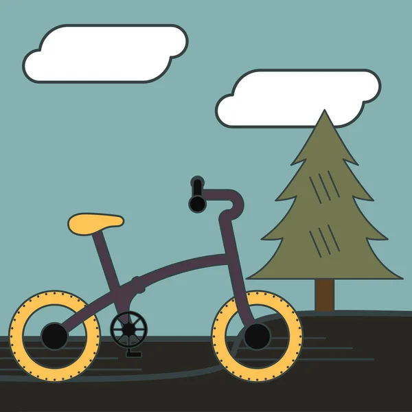 Bicicletta su un paesaggio naturale — Vettoriale Stock