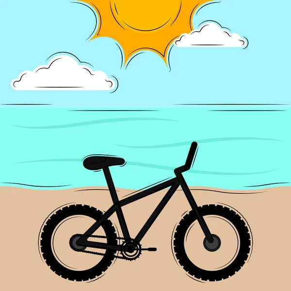 Bicicletta su un paesaggio marino — Vettoriale Stock