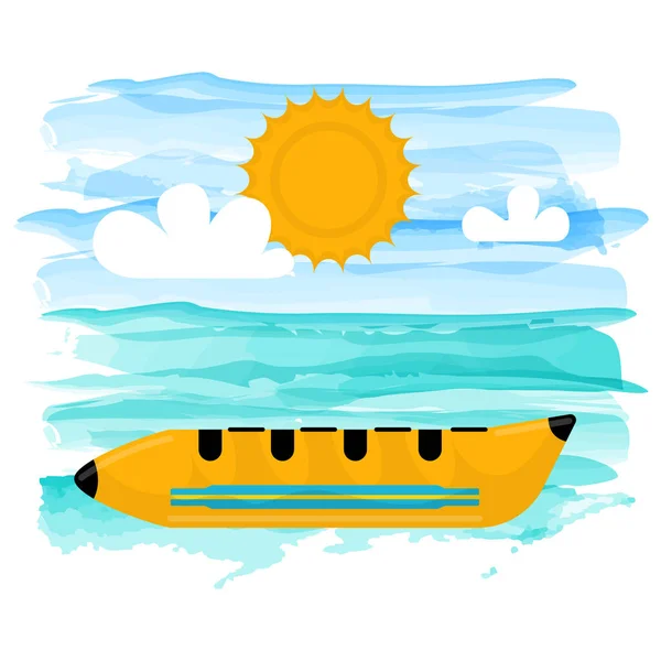 Barca a banana galleggiante — Vettoriale Stock