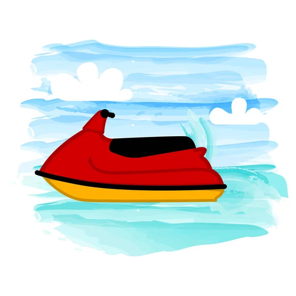 Jet Ski en una playa tropical — Vector de stock