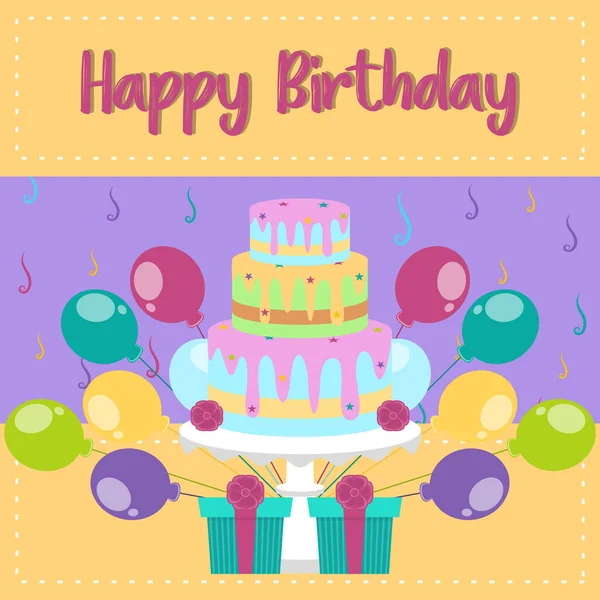 Carte d'anniversaire colorée — Image vectorielle