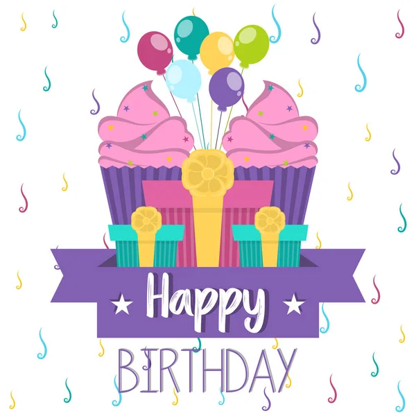 Tarjeta de cumpleaños de colores — Vector de stock