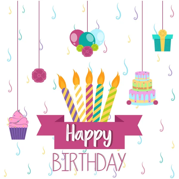 Tarjeta de cumpleaños de colores — Vector de stock