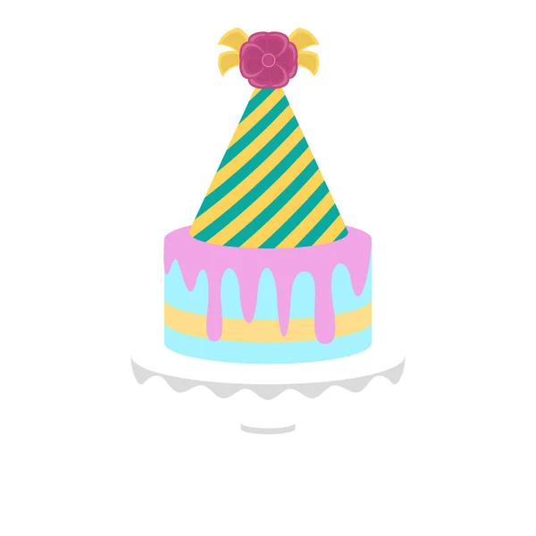 Isolated birthday cake with a party hat icon — Stock Vector