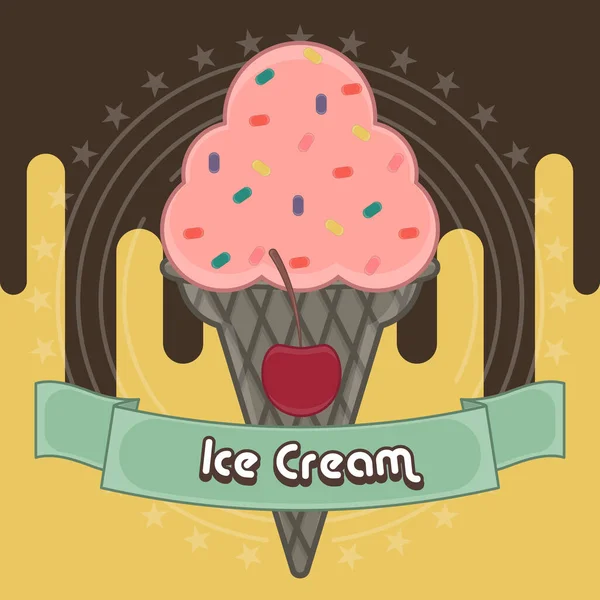 Cartaz de sorvete vintage — Vetor de Stock