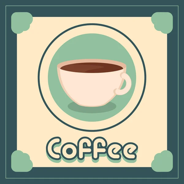 Vintage coffee cups poster — Stock Vector