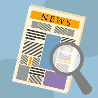 Büyüteci olan bir gazete.