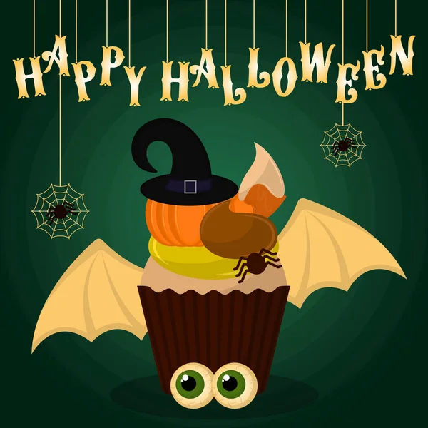 Halloween espeluznante Cupcake — Vector de stock