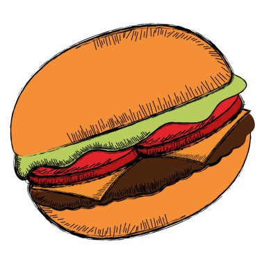 Renkli bir hamburger çizimi.