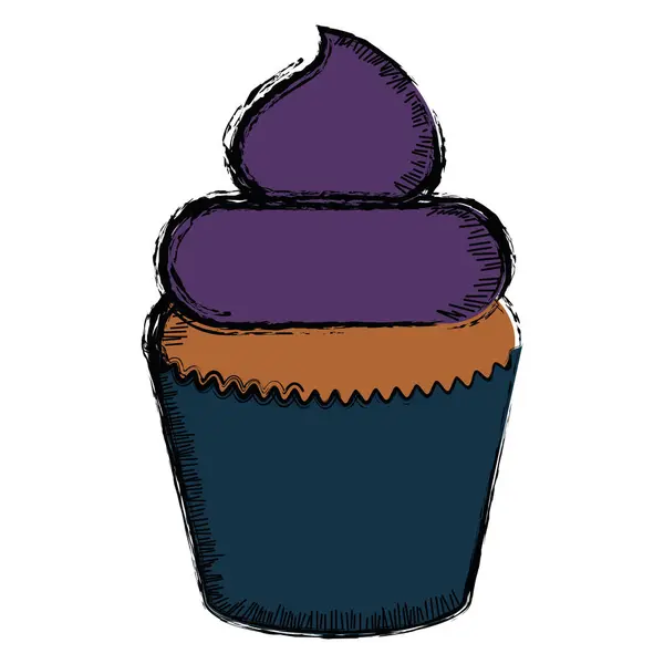 Colored sketch of a cupcake — Stock Vector