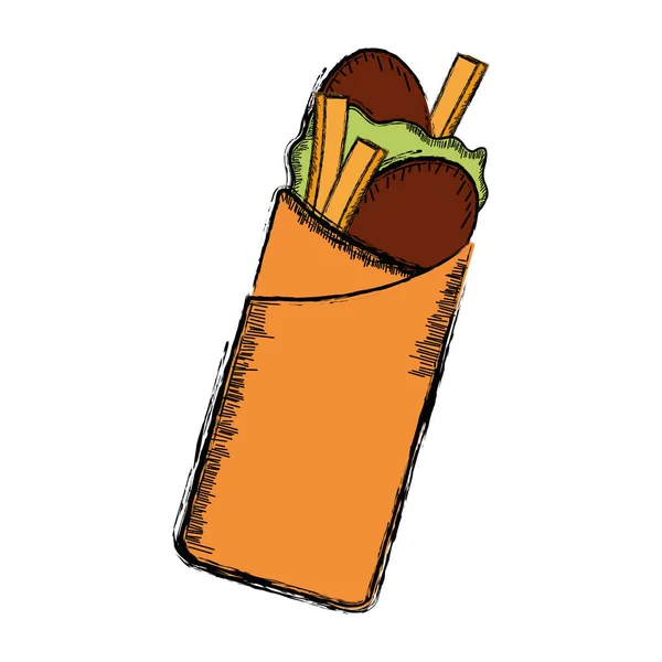 Colored sketch of a burrito — Stock Vector