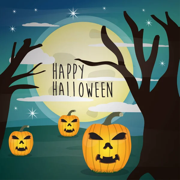 Feliz paisagem halloween fundo — Vetor de Stock