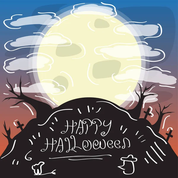Feliz paisagem halloween fundo — Vetor de Stock
