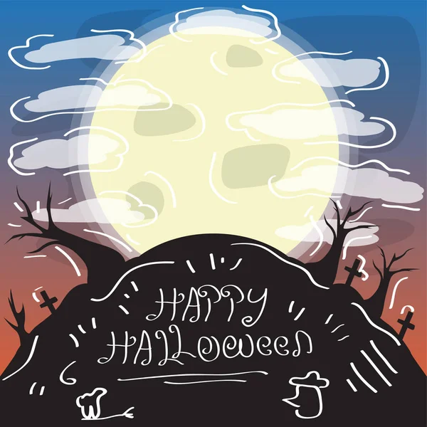 Gelukkig halloween landschap achtergrond — Stockvector