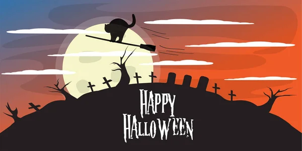 Felice halloween paesaggio sfondo — Vettoriale Stock