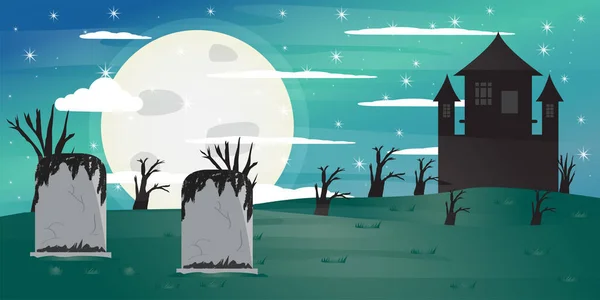 Glückliche halloween Landschaft Hintergrund — Stockvektor