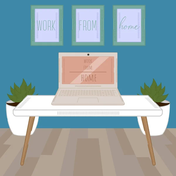 Affiche du travail à domicile. Bureau à domicile — Image vectorielle