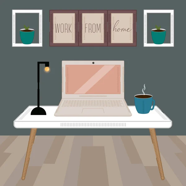 Work from home poster. Home office — Stock Vector