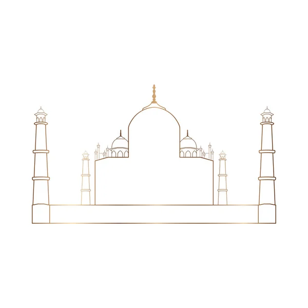 Taj mahal contorno dourado — Vetor de Stock