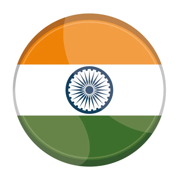 Bandeira de botão da Índia — Vetor de Stock
