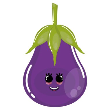 Mutlu bir patlıcanın çizgi film simgesi