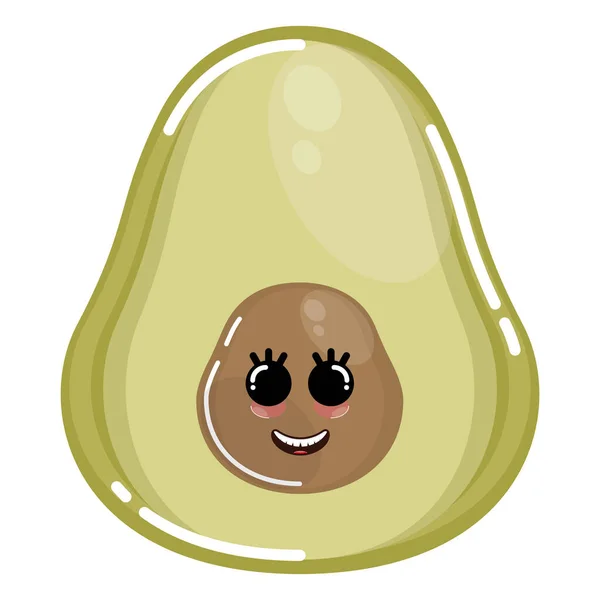 Icona di cartone animato di un avocado felice — Vettoriale Stock