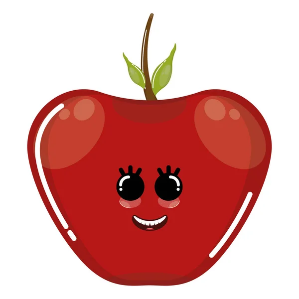 Icono de dibujos animados de una manzana feliz — Vector de stock