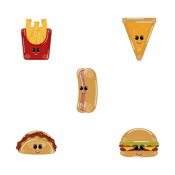 Conjunto de dibujos animados de comida rápida — Vector de stock