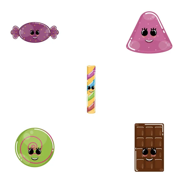 Set von Bonbons Cartoons — Stockvektor