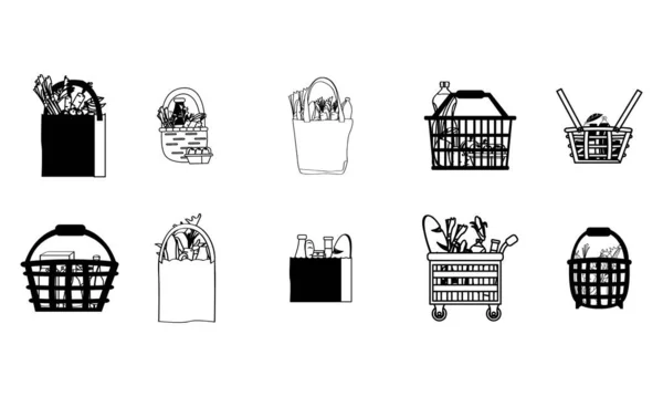 Conjunto de sacos de supermercado — Vetor de Stock
