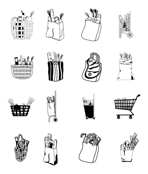 Set of grocery bags — Stock Vector