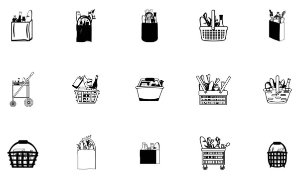 Conjunto de sacos de supermercado — Vetor de Stock