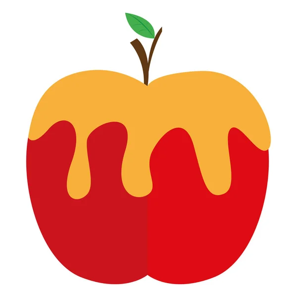Röd äppelikon med honung — Stock vektor