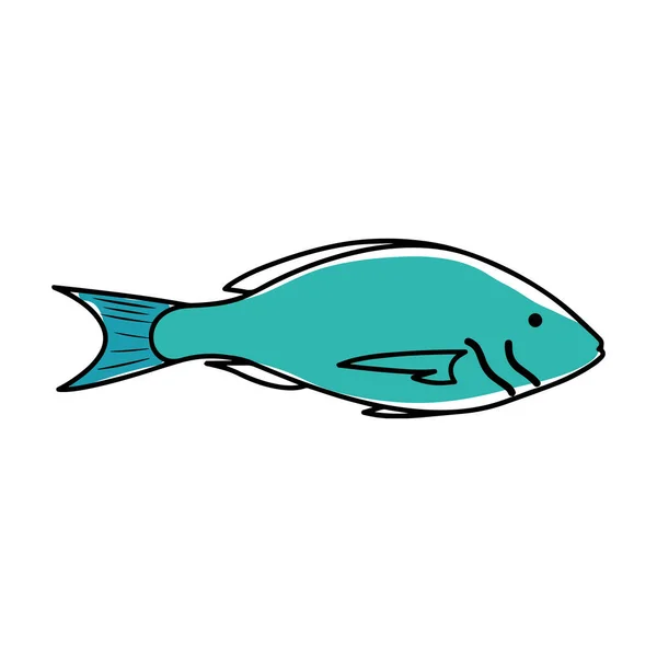 Náčrt modré rybí ikony — Stockový vektor