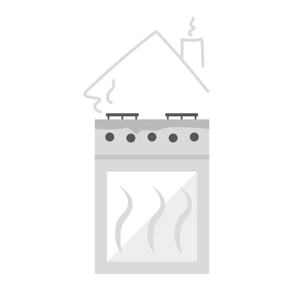 Ícone de fogão com fumaça — Vetor de Stock