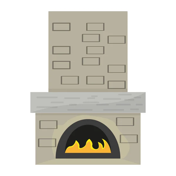 Icono de chimenea con llama — Vector de stock