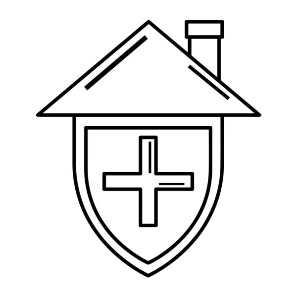 Casa techo y escudo — Archivo Imágenes Vectoriales