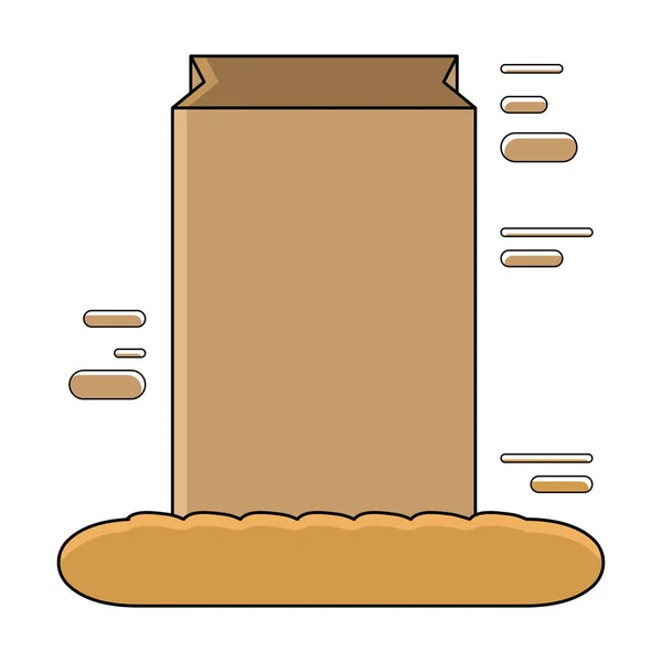 Bolsa de comestibles con pan — Vector de stock