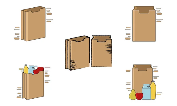 Комплект продуктовых пакетов — стоковый вектор