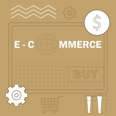 E-ticaret illüstrasyonu. İnternet meşgullüğü